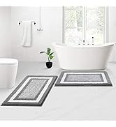 KMAT Bathroom Rugs and Mats Sets,32"x20"+26"x18",Ultra Soft Microfiber Non-Slip Bath mat,Machine ...
