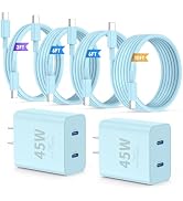 QZIIW Super Fast Samsung Charger Type C,45W Dual Port USB C Fast Charger Block [2-Pack] &amp; Extra L...