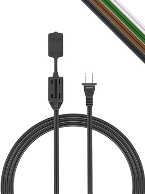 black indoor extension pack 6feet 9feet 12 feet household extension cord 2prong 13A