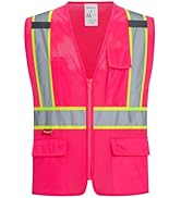 ProtectX Safety Vest for Men Women ANSI Class 2 High Visibility Mesh Reflective Construction Vest...