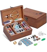 Sewing Kit Set,Wooden Sewing Kit Box,Sewing Supplies for Beginner Traveler and Emergency Clothing...