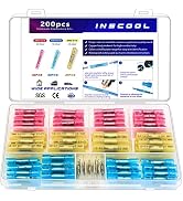200pcs Heat Shrink Butt Connector, Waterproof Crimp Electrical Wire Connector, Butt Splice Termin...