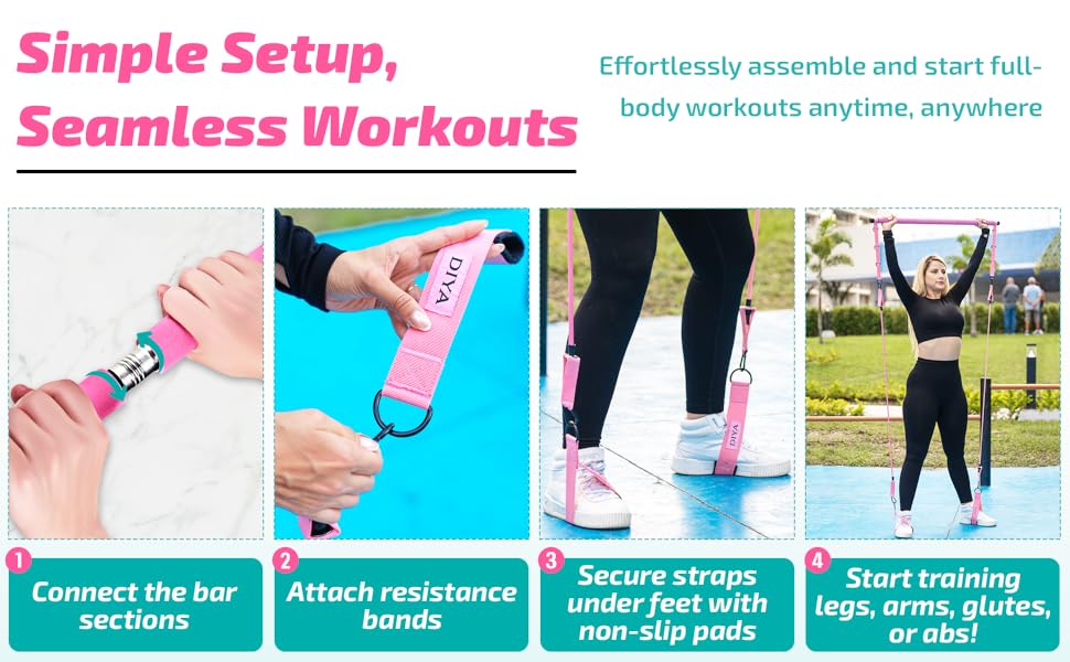 resistance bands with bar pilates workout equipment pilates at home kit resistance bands bar