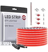 BTF-LIGHTING FCOB COB LED Strip Red Color 5mm Width UL Listed Super Narrow Flexible Uniform Light...