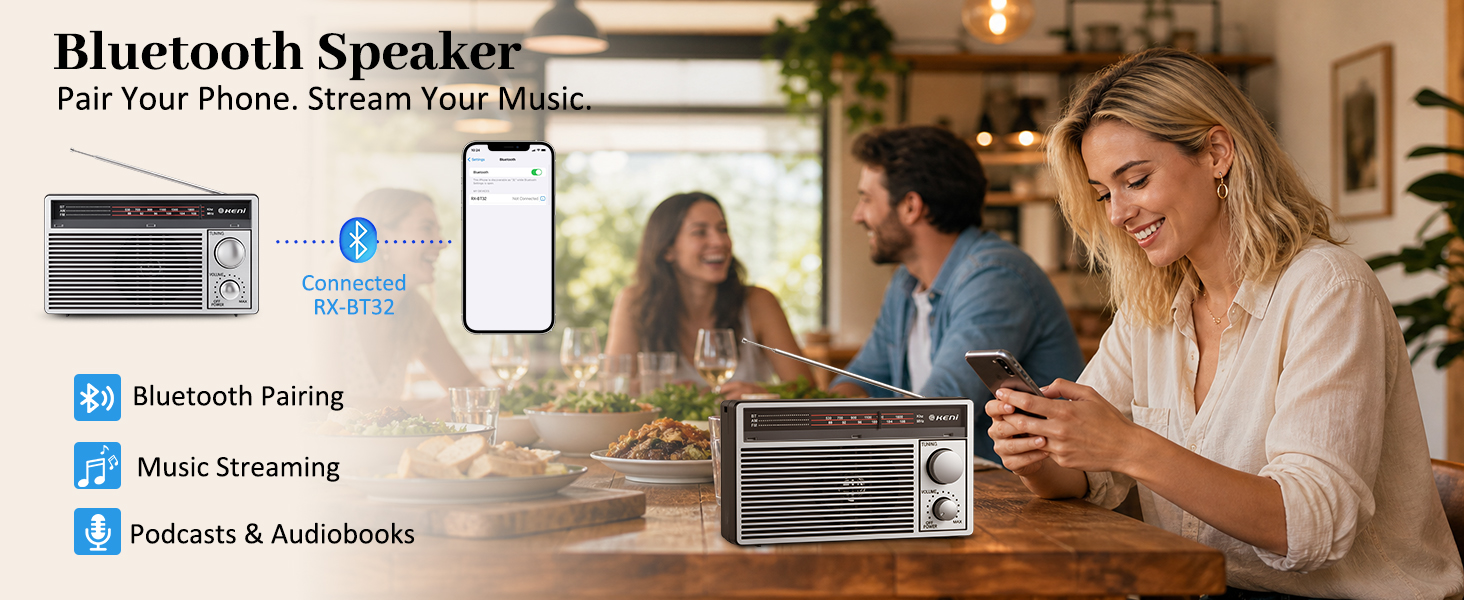 G Keni Portable AM/FM Radio Portable with Bluetooth