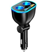 2026 Upgrade Car Cigarette Lighter Splitter,4 in 1 Double Cigarette Lighter Adapter with USB Port...