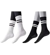 GAOYUESOX 2 Pairs Non Slip Pilates Socks with Grips for Women, Yoga Grip Socks for Yoga, Barre, D...