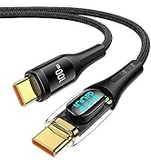 100W USB C to USB C 6.6ft Fast Type C Charger with LED Display PD 5A PD/QC Charging Translucent C...