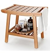Bamboo Shower Bench for Inside Shower to Sit on,Waterproof Shower Stool for Shaving Legs,Spa Bath...
