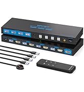 USB 3.0 KVM Switch 4 Computers 1 Monitor 4K@60HZ HDMI 4 Port KVM Switches for 4 PC Share 1 Monito...