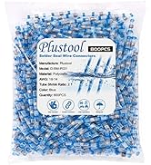 800PCS Blue Solder Seal Wire Connectors AWG16-14, Plustool Solder Seal Heat Shrink Butt Connector...
