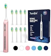 7AM2M Sonic Electric Toothbrush, High Power Rechargeable Toothbrushes, with 8 Brush Heads for Adu...