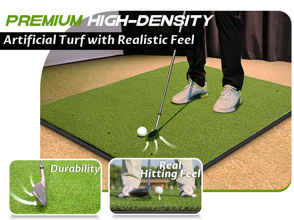 durable high density golf simulator mat closely mimics the real hitting feel