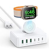 125W USB C Fast Charger Charging Station Block for Apple Watch Charger, USB C 6 Port PD GaN Fast ...