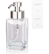 Foaming Soap Dispenser with Stainless Steel Pump, 12oz Refillable Glass Liquid Dish Soap Bottles ...