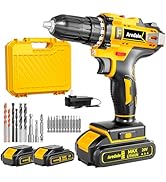 Aredale 20V Cordless Lithium-ion Drill Driver Set, 3/8-Inch Cordless Drill with Two Lithium-Ion B...