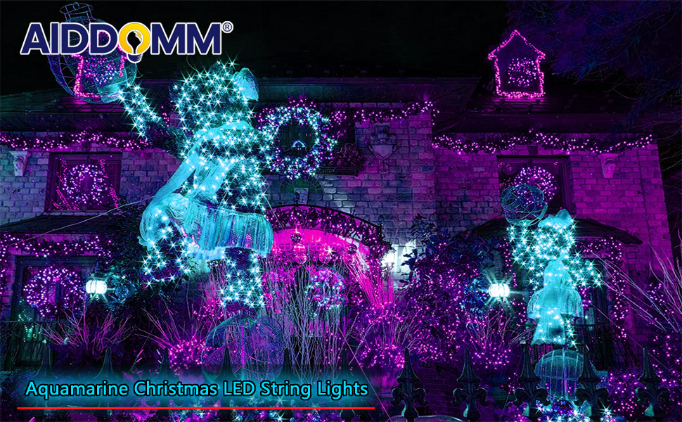 Aqua Christmas lights