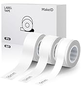 MakeID L1 E1 Q1 Label Maker Tape Refills, 3-Roll 9/12/16mm Continuous Consumables Thermal Laminat...