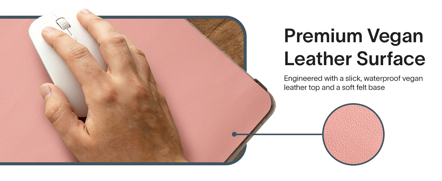 premium vegan leather surface waterproof leatherette faux felt base nordik design desk blotter pad