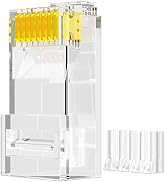 AMPCOM RJ45 Connectors, Standard Modular Plugs, UTP Gold-Plated 2 Pieces Suit CAT6 RJ45 8P8C Crim...