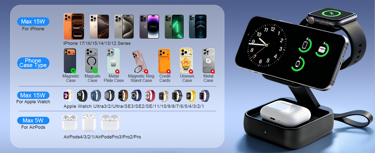 3 in 1 charging station wireless charging station iphone wireless charger iphone watch charger