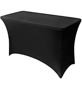 Lemict 4FT Spandex Table Cloth - 1 Pack, Fitted Stretch Rectangle Tablecloth, Washable Table Cove...