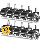 HOLKIE Office Chair Wheels Grey Dual Rubber 2 Inch Replacement 10 Pack Smooth Quiet Rolling Caste...