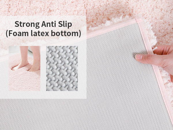 Strong non-slip pink bathroom rug