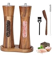 Foyucool Wooden Salt and Pepper Grinder Set, 8 inch Manual Salt and Pepper Mill with Brush and Sp...