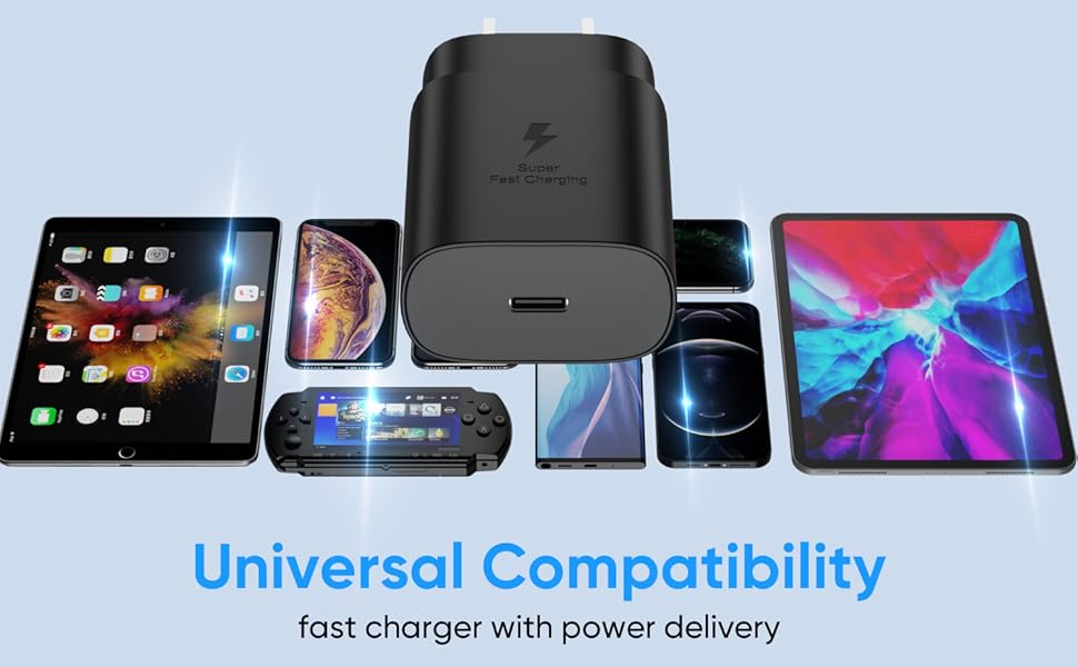 25W USB C Wall Charger Super Fast Charging &amp; 3.3+6.6FT USB C to C Charger Cable for Samsung Phone