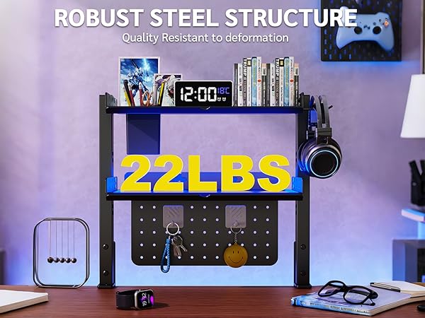 2-Tier Steel Clamp On Desk Shelf