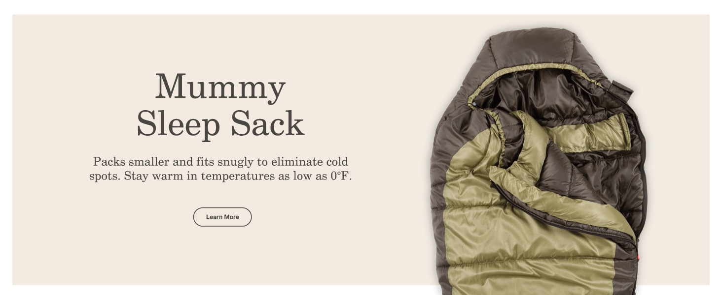 mummy sleep sack bag trendy modern small snug warm cold temp camp backpack hike kids tent family