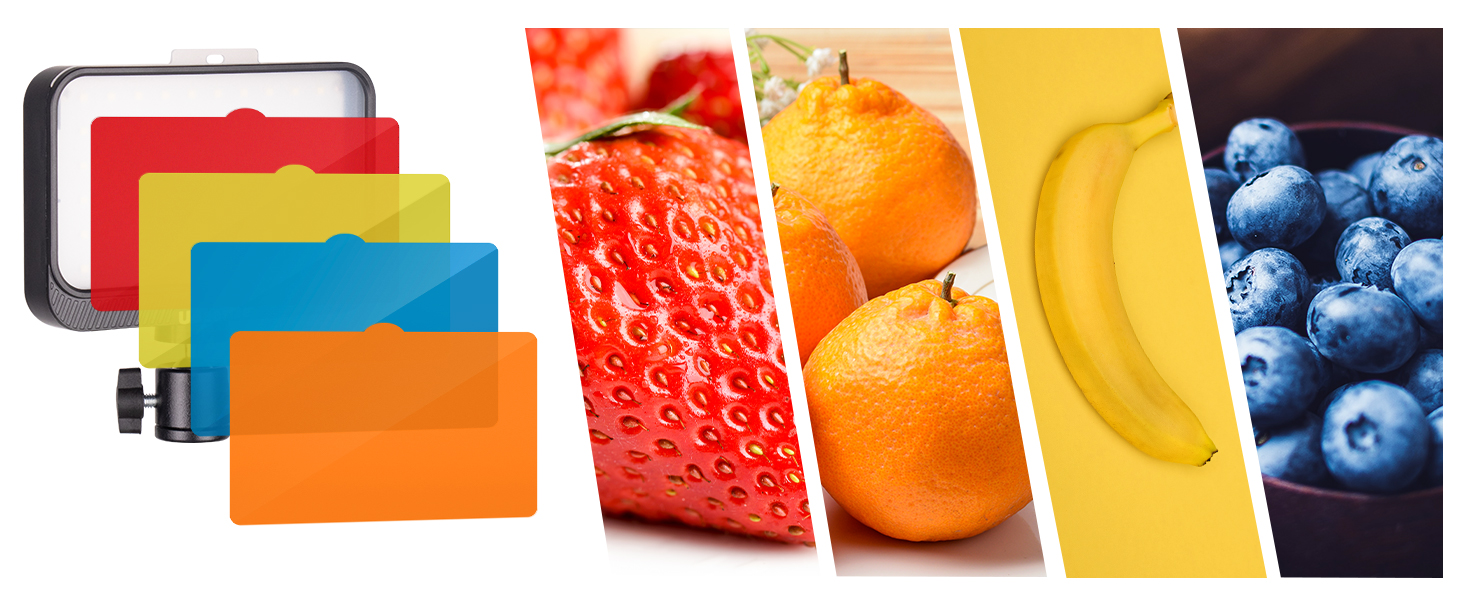 With a tripod is equipped with 2 * 5 color filters (red, orange, white, blue,white)