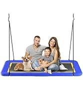 60'' Rectangle Platform Tree Swing for Kids and Adults, Giant Flying Swing with Adjustable Hangin...