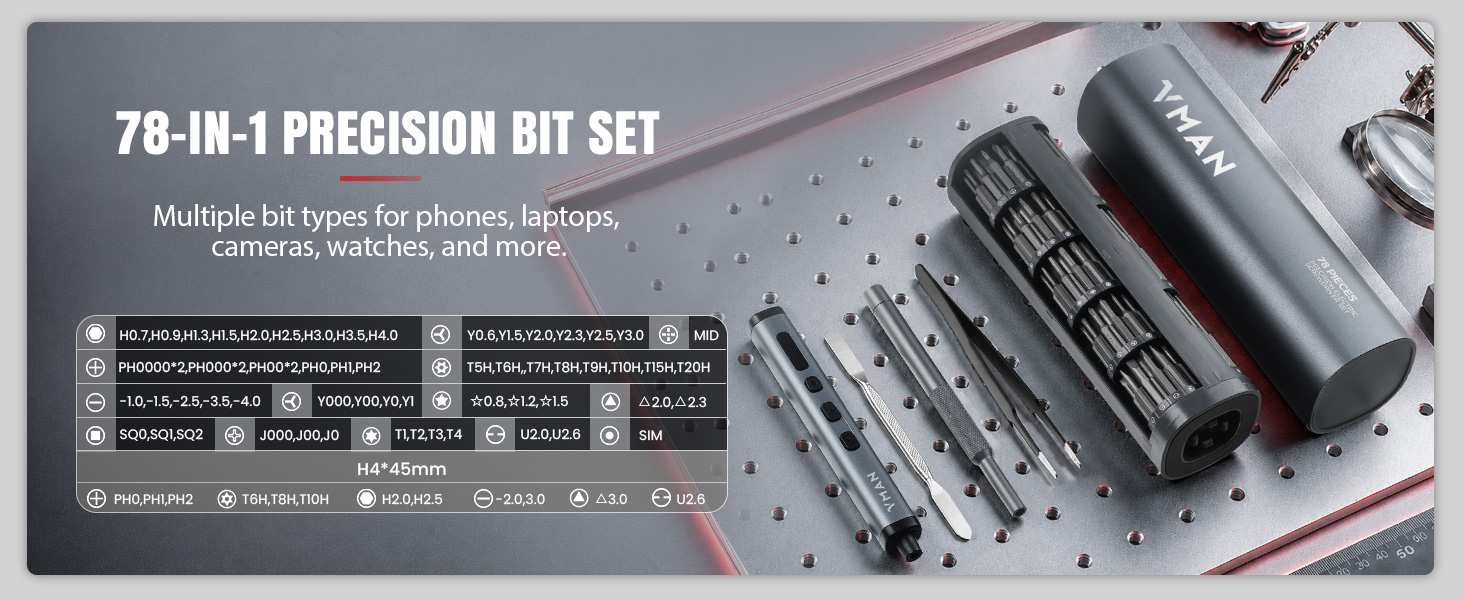 Precision Electric Screwdriver Set 78 in 1 Mini Electric Screwdriver, Magnetic Rotatable Rack