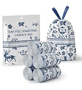 VOK 4 Gallon Trash Bags Drawstring, Printed Small Garbage Bags with Secure Tie, Tear-Resistant &amp; ...