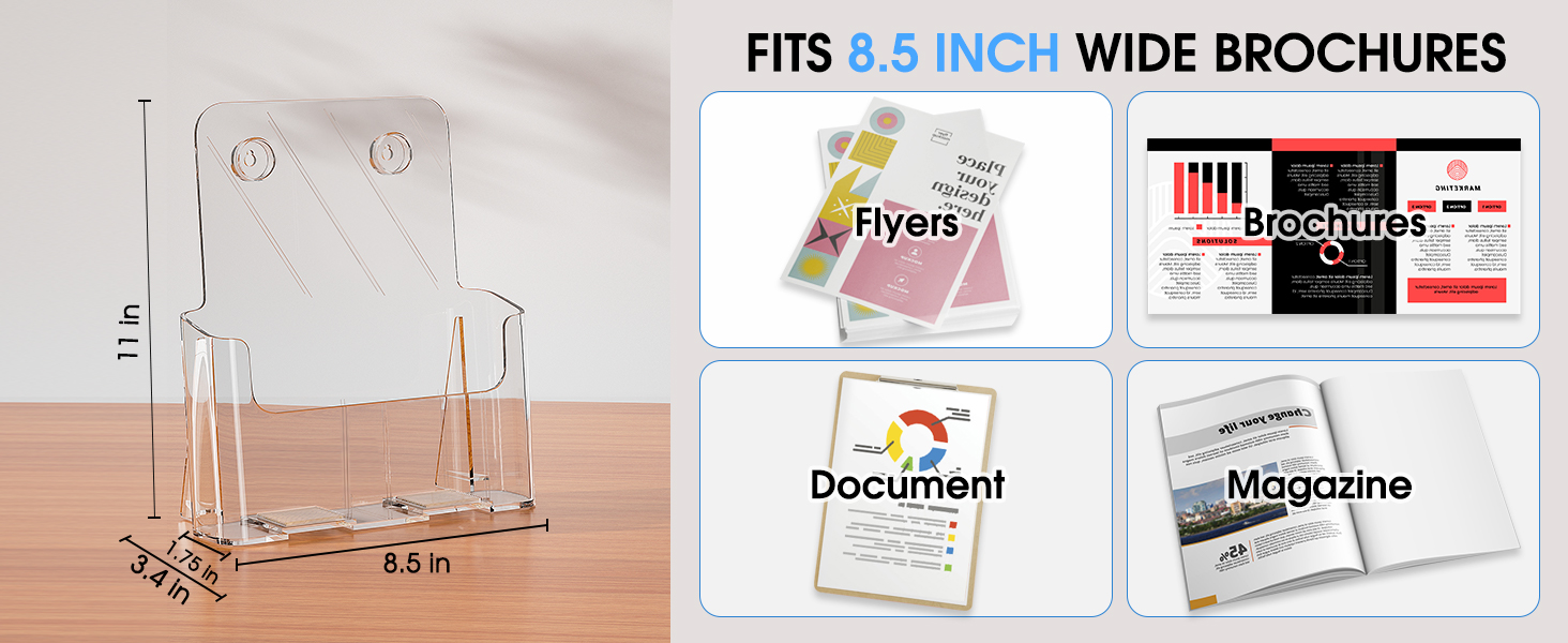 Acrylic Brochure Holder 8.5 x 11 inch