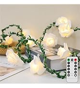 VIPMOON Flower String Lights, 10Ft Indoor Fairy String Lights Rose Vine Light Battery Powered wit...
