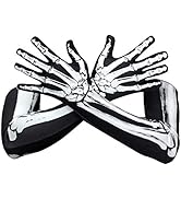 WTACTFUL Skeleton Gloves for Men Women, Full Finger Bone Long Arm Length Gloves for Halloween, Pa...