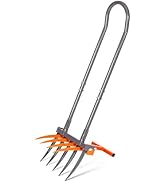 Walensee Broad Fork Garden Tool, 9 Tines Heavy Duty Broadfork Hand Tiller, 2-in-1 Garden Pitchfor...