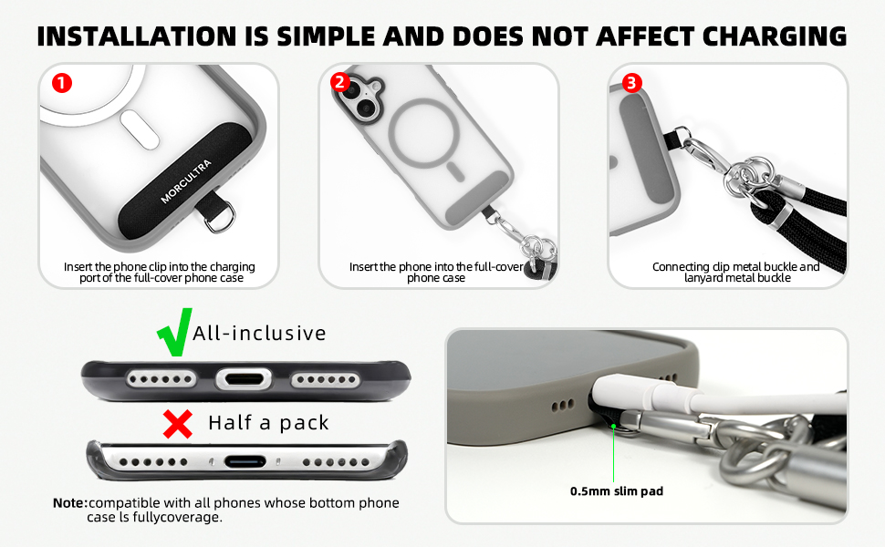 Installation is simple and does not affect phone charging.