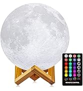 LOGROTATE Moon Lamp, 3D Printing LED 16 Colors Moon Light, Decorative Lights Night Light with Rem...