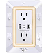 USB Wall Charger, Surge Protector, POWRUI 6-Outlet Extender with 2 USB Ports (1 USB C Outlet) and...