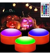 Litake Halloween Jack-O-Lantern Lights, Dimmable RGB Color Changing Pumpkin Lights, Remote Contro...
