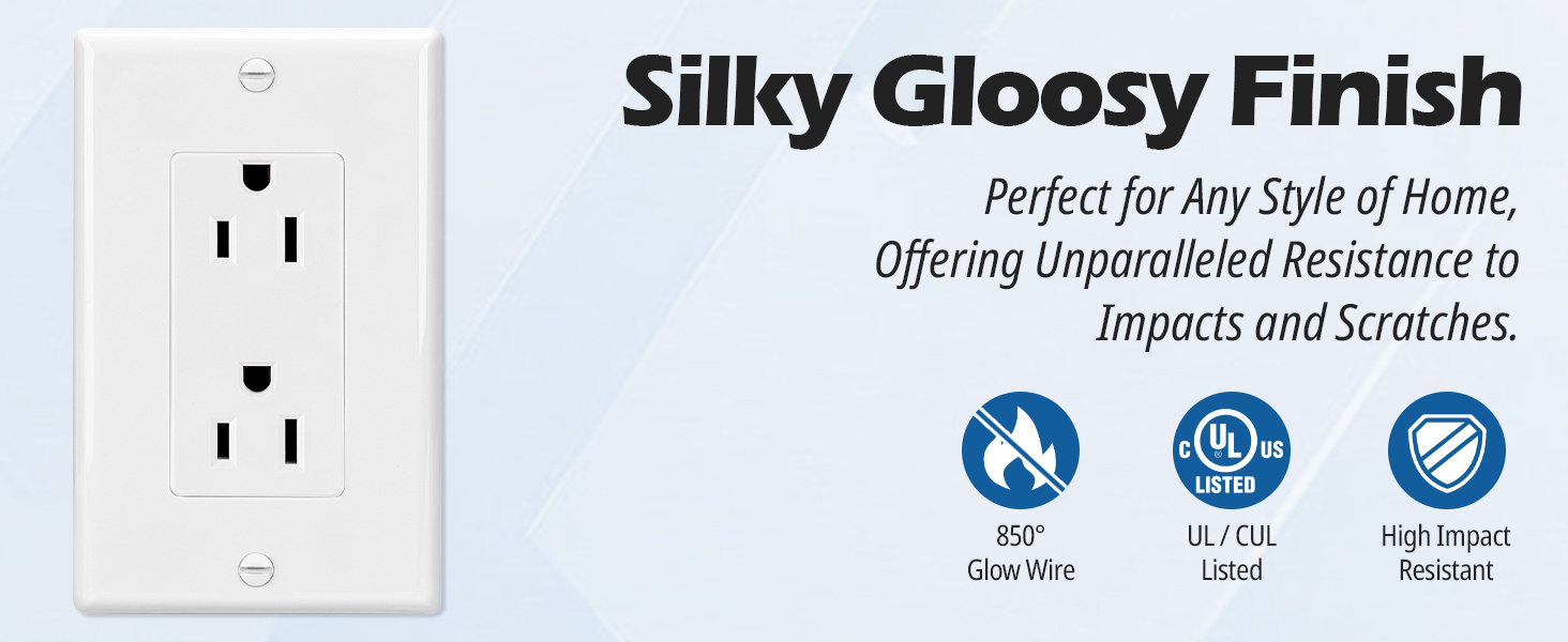 Decorator Receptacle Wall Outlet with Wall Plate