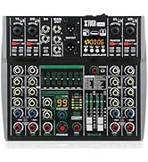 XTUGA 6 Channel Audio Mixer for PC, DJ Mixer Board with 99DSP/Stereo Equalizer/PAD/HPF, Stereo 6 ...