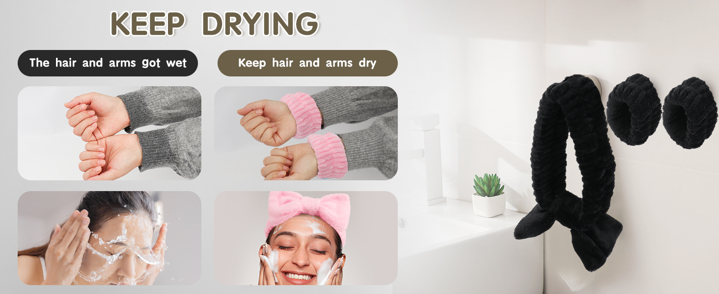 spa headband and wristbands set