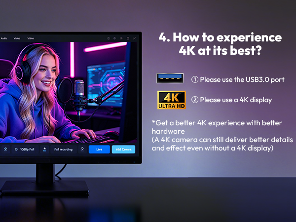 4k webcam for streaming 60 fps webcam webcams for streaming webcam for pc with light