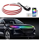 Exterior Car LED Hood Light Strip,RGB Multicolor Dynamic Scan Start Up Hoodbeam Kit with App &amp; Re...