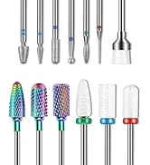 13PCS Nail Drill Bits Set, 3/32” Professional Drill Bits Nail Tech, Tungsten Carbide Diamond Cera...